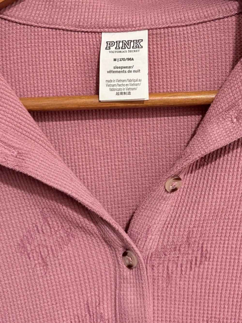 Victoria’s Secret Pink Long-Sleeve waffle knit Polo Top M - Picture 6 of 7